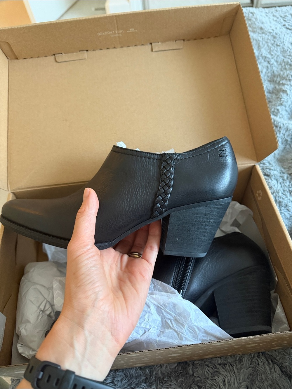 Women's Black Ankle Bootie with Block Heel